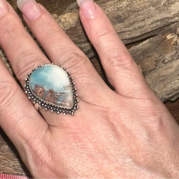 Larimar Natural Gemstone vintage Ring